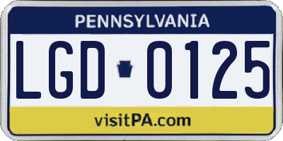 PA license plate LGD0125