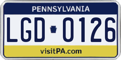 PA license plate LGD0126