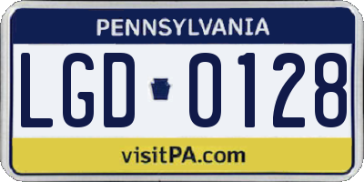 PA license plate LGD0128