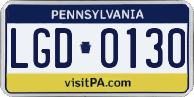 PA license plate LGD0130