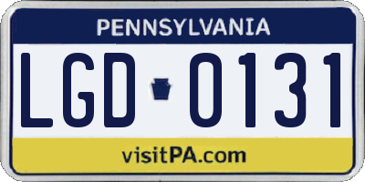 PA license plate LGD0131