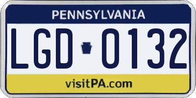 PA license plate LGD0132