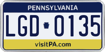 PA license plate LGD0135