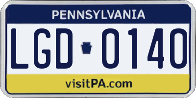 PA license plate LGD0140