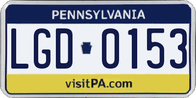 PA license plate LGD0153