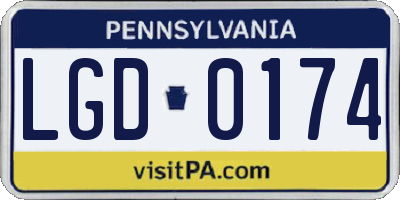 PA license plate LGD0174
