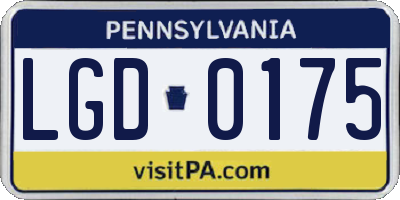 PA license plate LGD0175