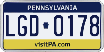 PA license plate LGD0178