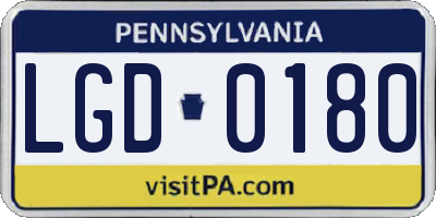 PA license plate LGD0180