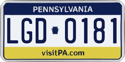 PA license plate LGD0181