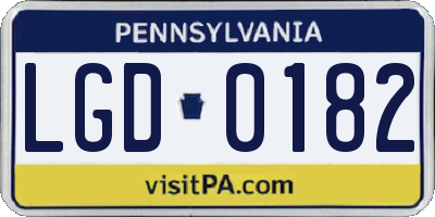 PA license plate LGD0182