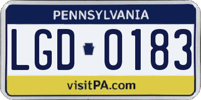 PA license plate LGD0183