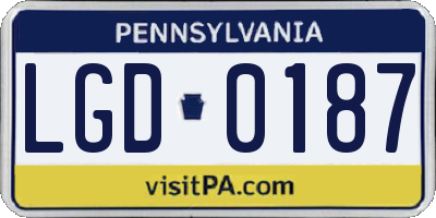 PA license plate LGD0187