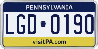 PA license plate LGD0190