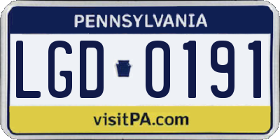 PA license plate LGD0191