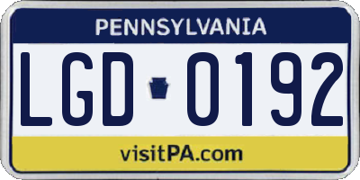 PA license plate LGD0192