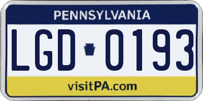PA license plate LGD0193