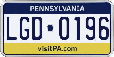 PA license plate LGD0196