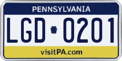 PA license plate LGD0201