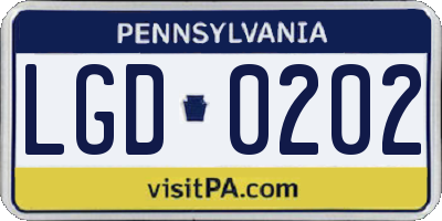 PA license plate LGD0202