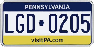 PA license plate LGD0205