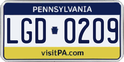 PA license plate LGD0209