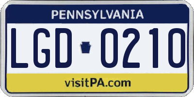 PA license plate LGD0210
