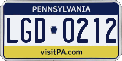 PA license plate LGD0212
