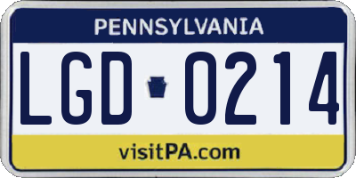 PA license plate LGD0214