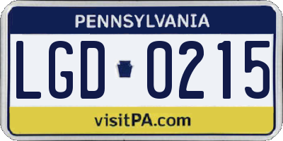 PA license plate LGD0215