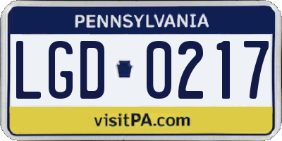 PA license plate LGD0217