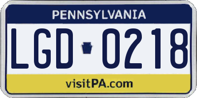 PA license plate LGD0218