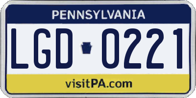 PA license plate LGD0221