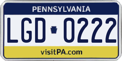 PA license plate LGD0222