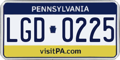 PA license plate LGD0225