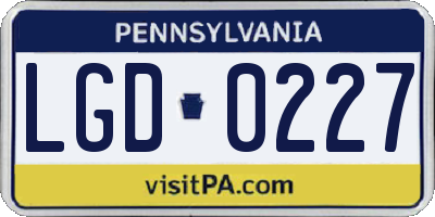 PA license plate LGD0227