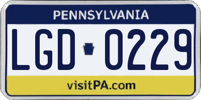 PA license plate LGD0229