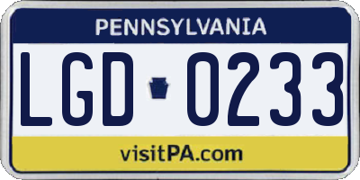 PA license plate LGD0233