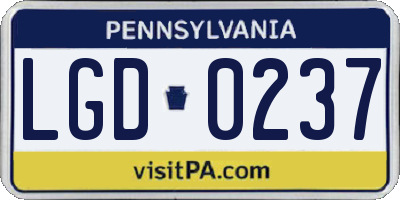 PA license plate LGD0237