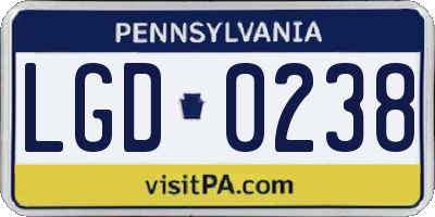 PA license plate LGD0238