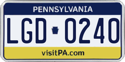 PA license plate LGD0240