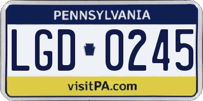 PA license plate LGD0245