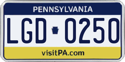PA license plate LGD0250