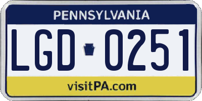 PA license plate LGD0251