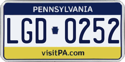 PA license plate LGD0252