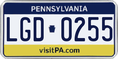 PA license plate LGD0255