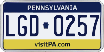 PA license plate LGD0257