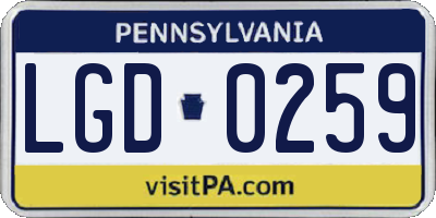 PA license plate LGD0259