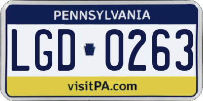 PA license plate LGD0263