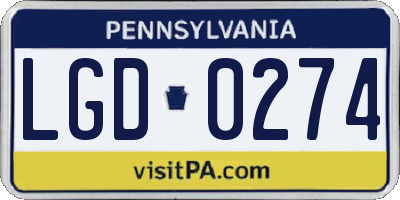 PA license plate LGD0274